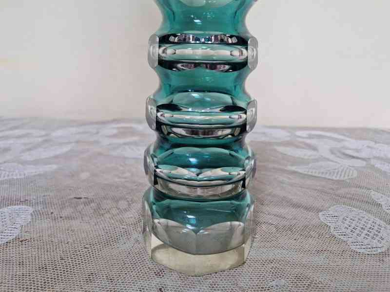 Autorská broušená zeleno modrá Váza - foto 3