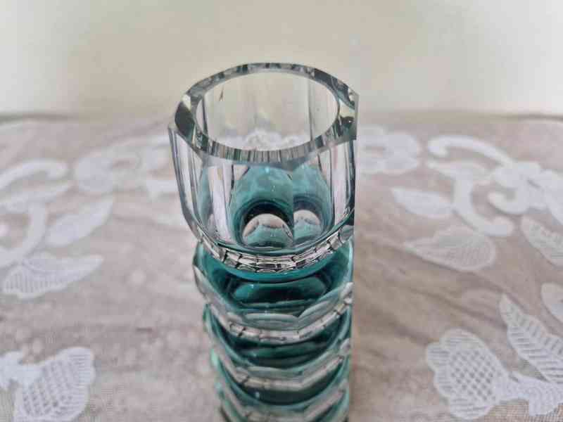 Autorská broušená zeleno modrá Váza - foto 5