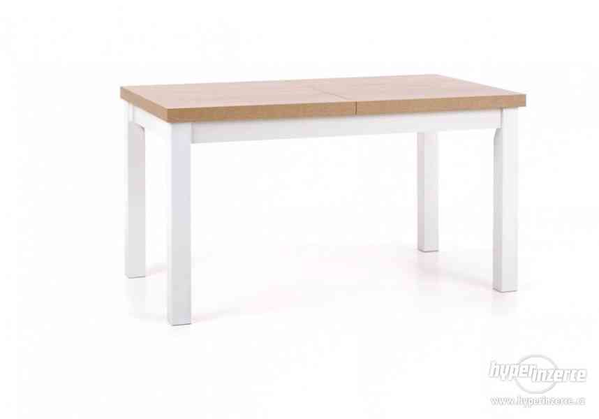 Jídelní stůl bílý/ dub rozkládací nový 140/220x80 - foto 1