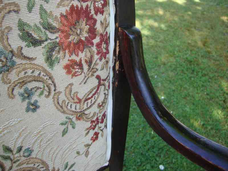 Starožitné křeslo + taburetka podnožka židle pěkný stav - foto 16