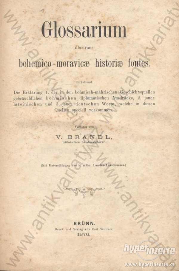 Glossarium Bohemico historiae fontes Brandl - foto 1