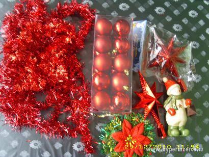 velká vánoční červená sada,baňky,dekorace,ozdoby - foto 2