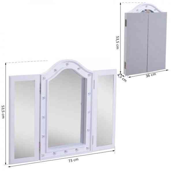 Stolní rozkládací zrcadlo s LED osvětlením - foto 2