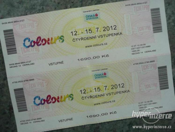 Prodám 2 4-denní vstupenky na Colours of Ostrava - foto 1