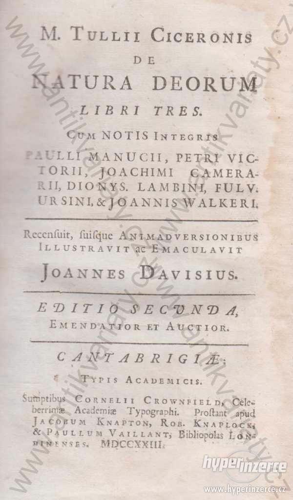 M. Tullii Ciceronis de Natura Deorum, Libri Tres - foto 1
