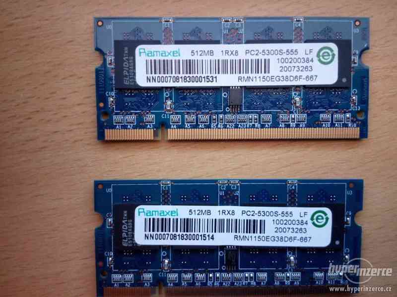 (2 x 512 MB) so-dimm 1GB ddr2 RAM PC2-5300/667Mhz - záruka! - foto 1