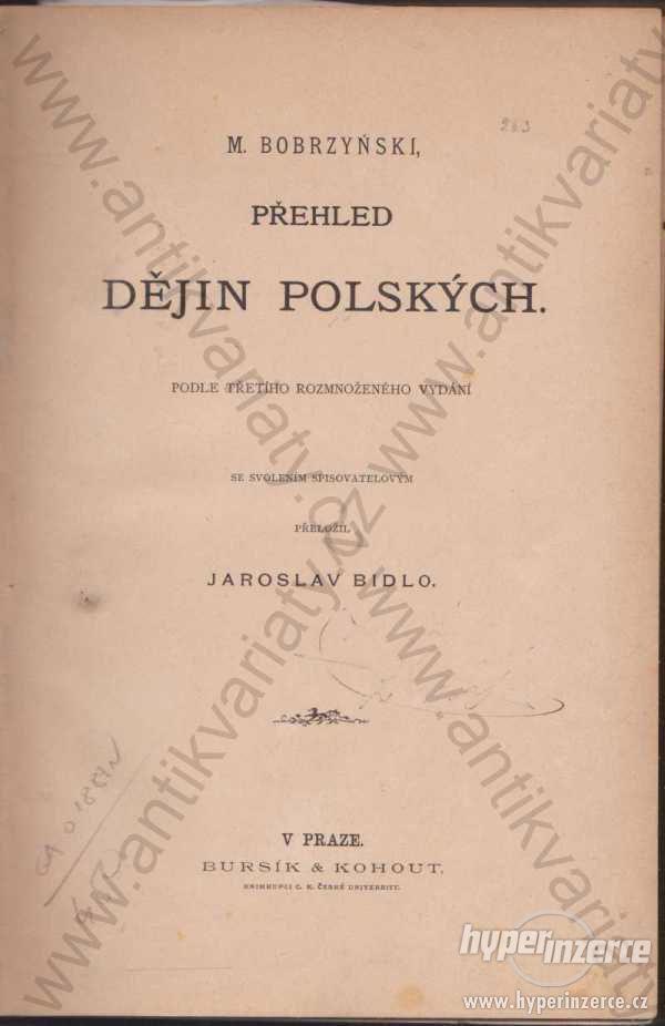 Přehled dějin polských M. Bobrzyński Bursík,Kohout - foto 1
