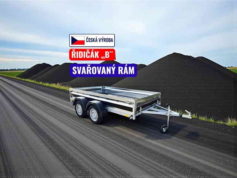 Přívěsný vozík 3,0m x 1,50m, 2x náprava, DPH - foto 1