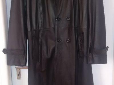 Černý dlouhý kožený kabát zn. HUGO BOSS  - foto 3