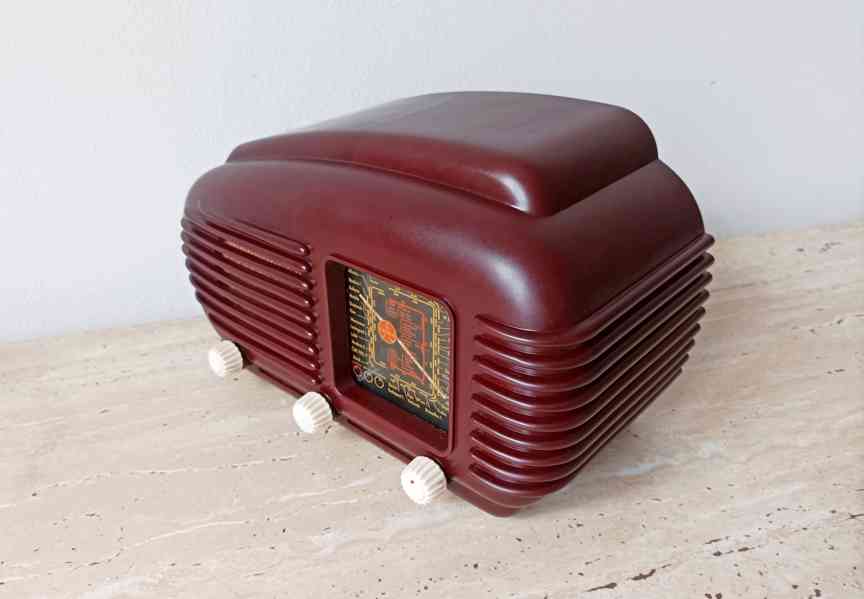 Starožitné rádio Tesla Talisman 308U, hnědá skříňka, 1953 - foto 4