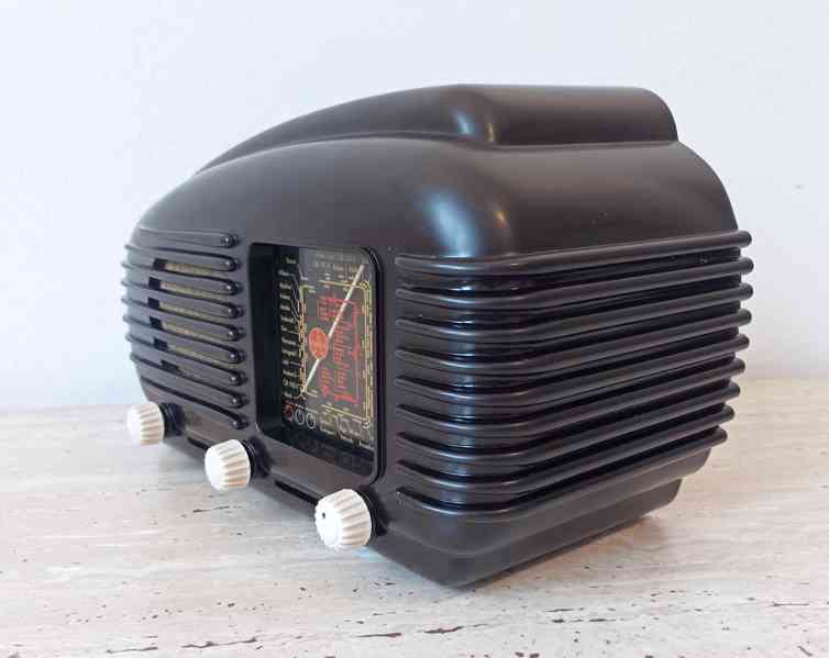 Starožitné rádio Tesla Talisman 308U, hnědá skříňka, 1953 - foto 3