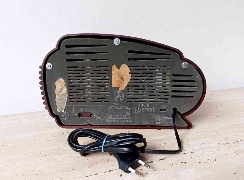 Starožitné rádio Tesla Talisman 308U, hnědá skříňka, 1953 - foto 10