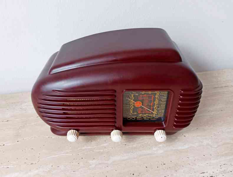 Starožitné rádio Tesla Talisman 308U, hnědá skříňka, 1953 - foto 3