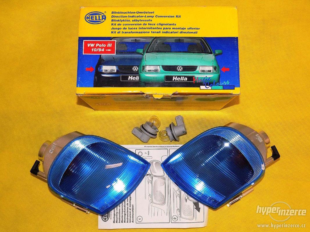 Nové přední modré blinkry Hella VW Polo 6N - foto 1