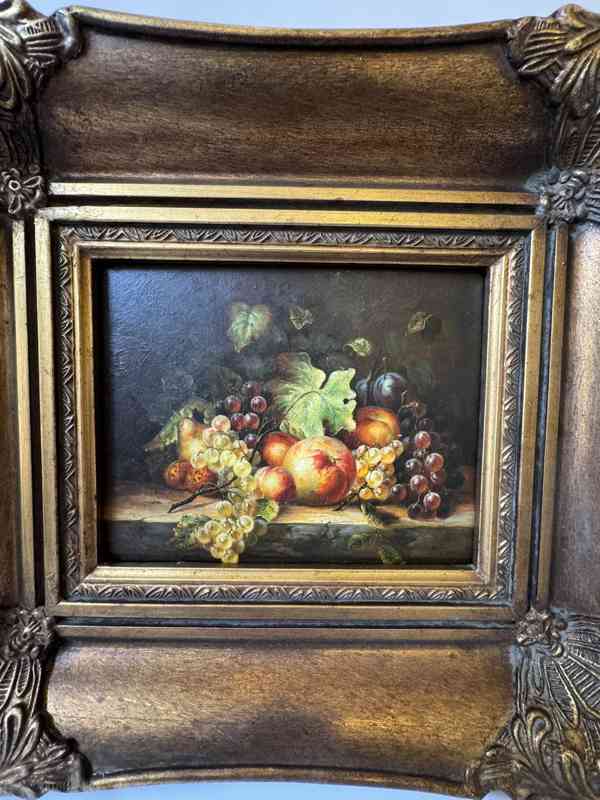 Ovoce zátiší - obraz ve zlatém zdobeném rámu - foto 2