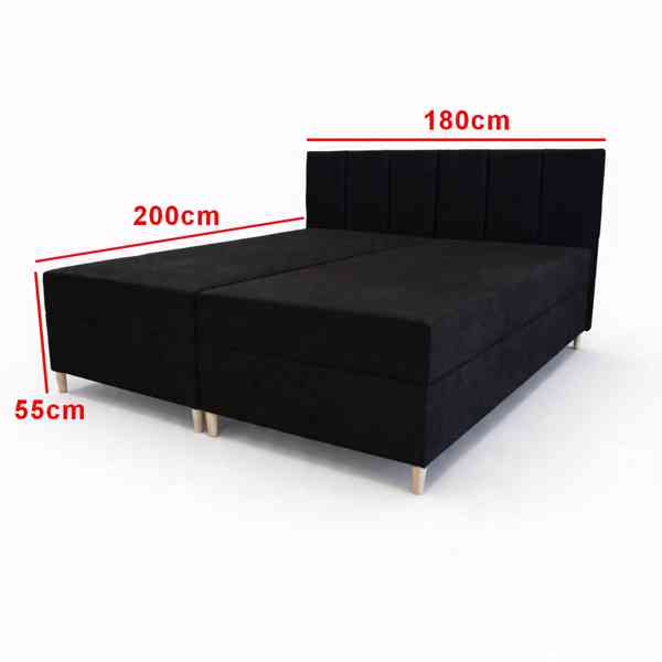 čalouněnou postel s úložným prostorem 180×200 černá - foto 2