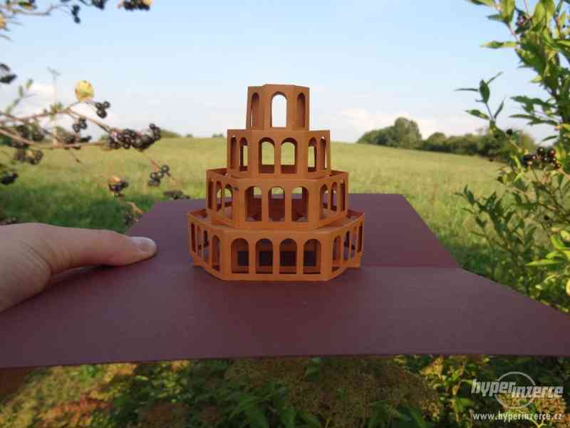 Dekorační 3D papírové rozkládací přání, stavba (S05) - foto 2