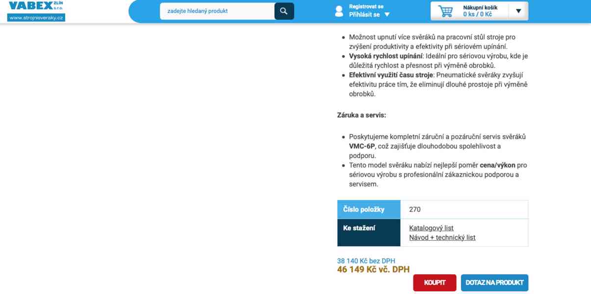 Pneumatický strojní svěrák JPV-6 (VMC-6P)  - foto 6