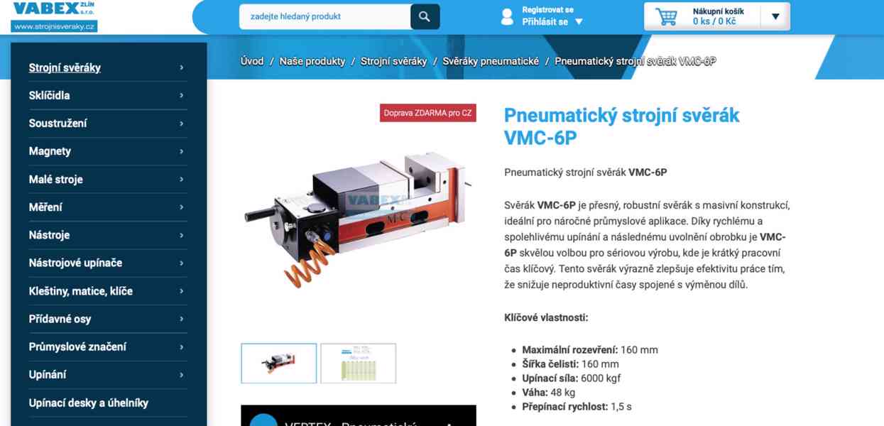Pneumatický strojní svěrák JPV-6 (VMC-6P)  - foto 5