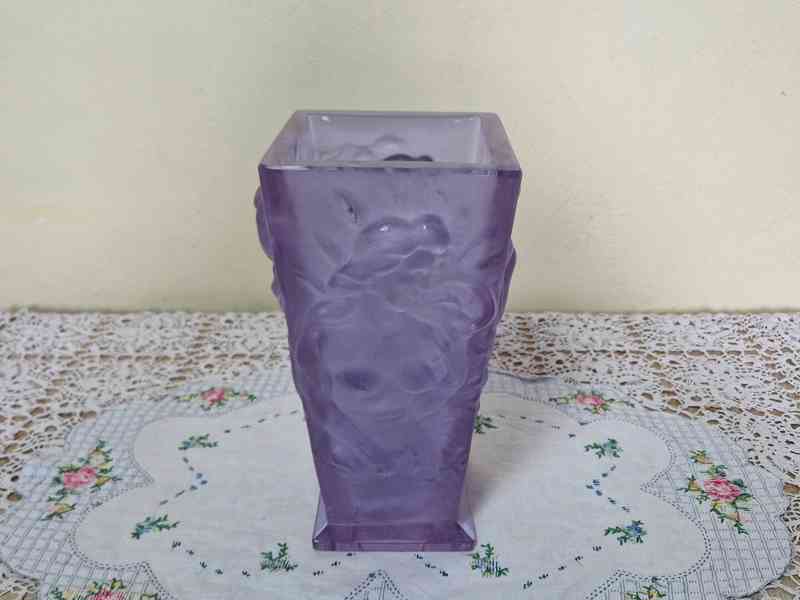 Luxusní fialová Art Deco velmi masivní Váza s Akty  - foto 4