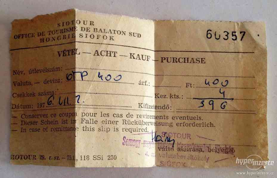 Doklad o výměně valut Maďarsko 1976 - foto 1