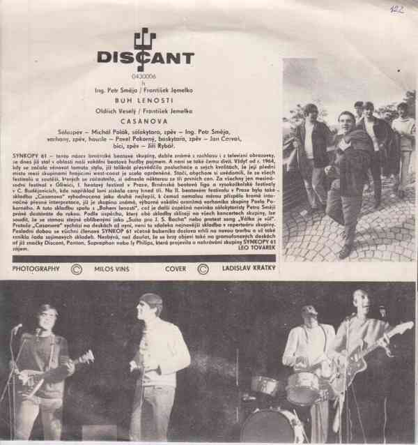 Synkopy 61 ‎– Bůh Lenosti / Casanova (SP) - foto 2