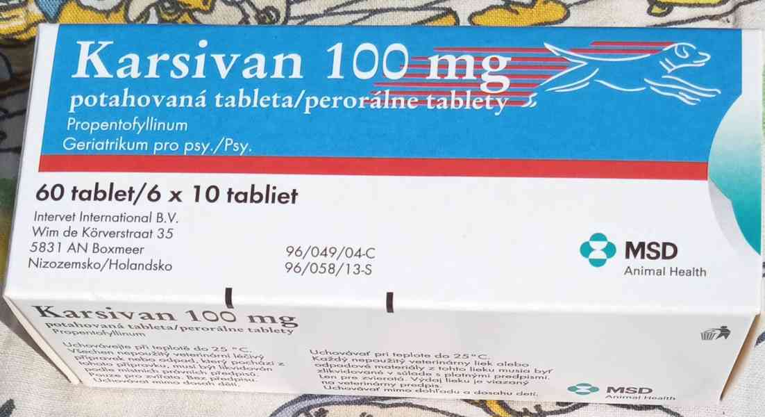 Karsivan 100 mg 51 tabl. Prodám geriatrikum pro psy  - foto 1