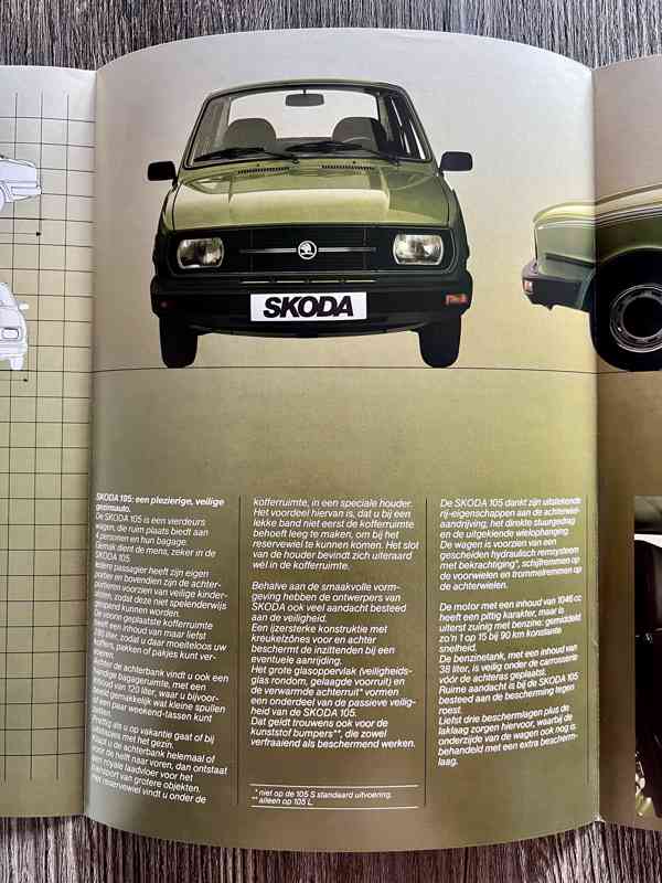 Dobový prospekt Škoda 105 serie ( 198X ) NL " užovka " - foto 8