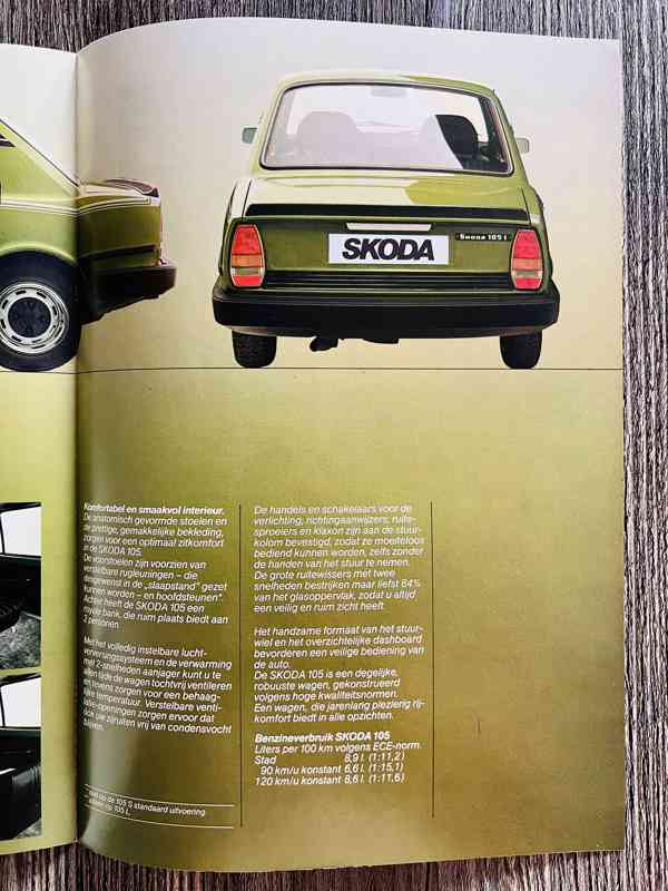 Dobový prospekt Škoda 105 serie ( 198X ) NL " užovka " - foto 10