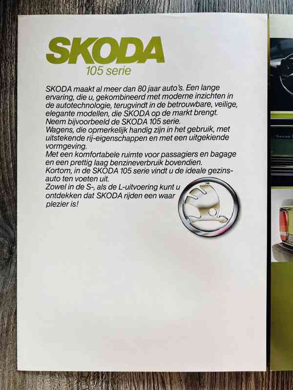 Dobový prospekt Škoda 105 serie ( 198X ) NL " užovka " - foto 5