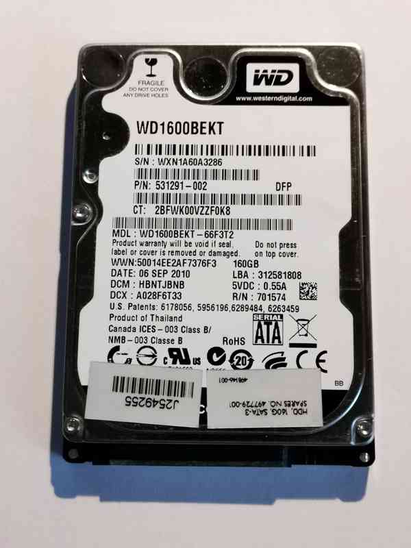 160GB WD Black HDD 2,5" 7200rpm SATA disk - foto 1