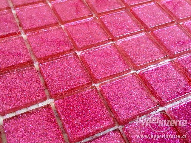 Mozaika Skleněná s brokátem růžová Glass Mosaic Glitter rosa - foto 1