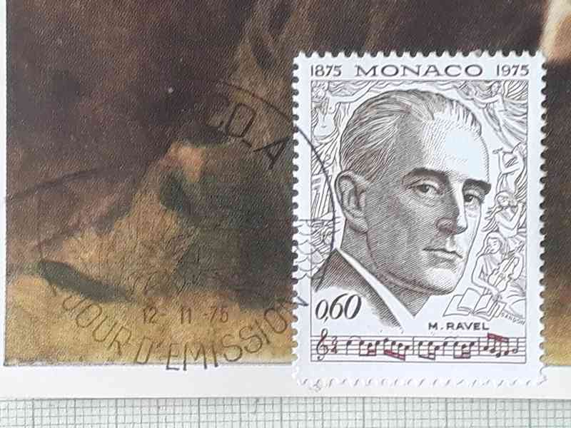  Maurice Ravel, známka a razítko Monaco 1975  - foto 2