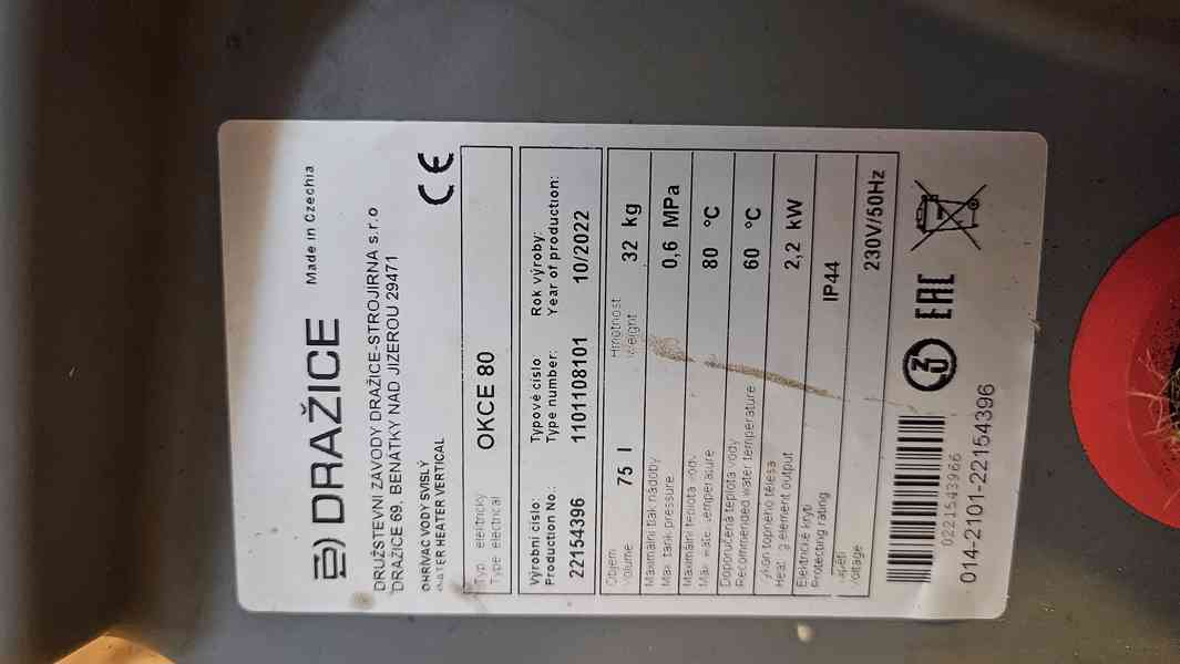 Elektrický Ohřívač vody Dražice 75l - foto 5