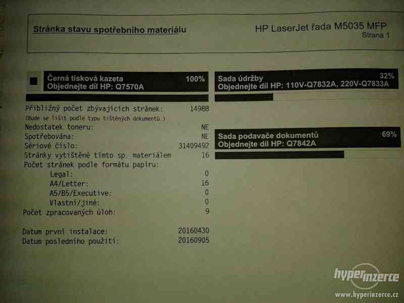 HP Laserjet M5035 | A3 | LAN | duplex | nový toner - foto 4