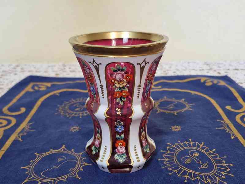 Luxusní Biedermeier přejímaná Sklenice Květiny  Top Stav - foto 2