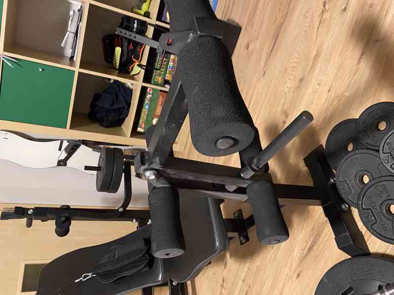 Multifunkční posilovací lavice + osy,jednoručky,145kg závaží - foto 4