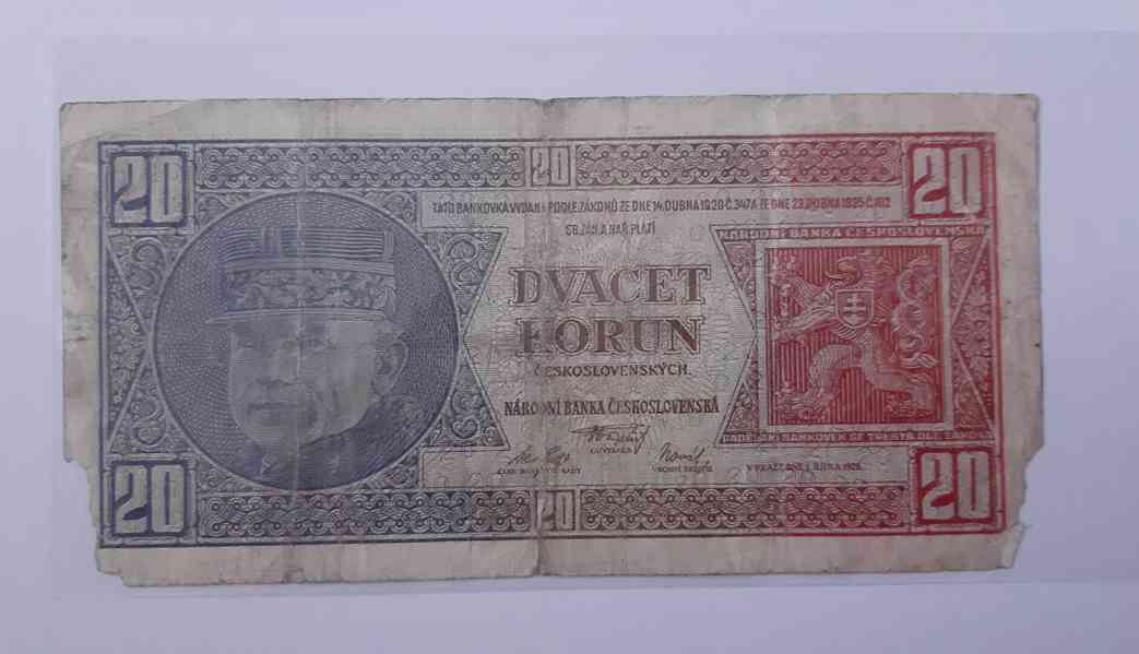 Bankovky 20 Kčs 1926 - 1988 - foto 10