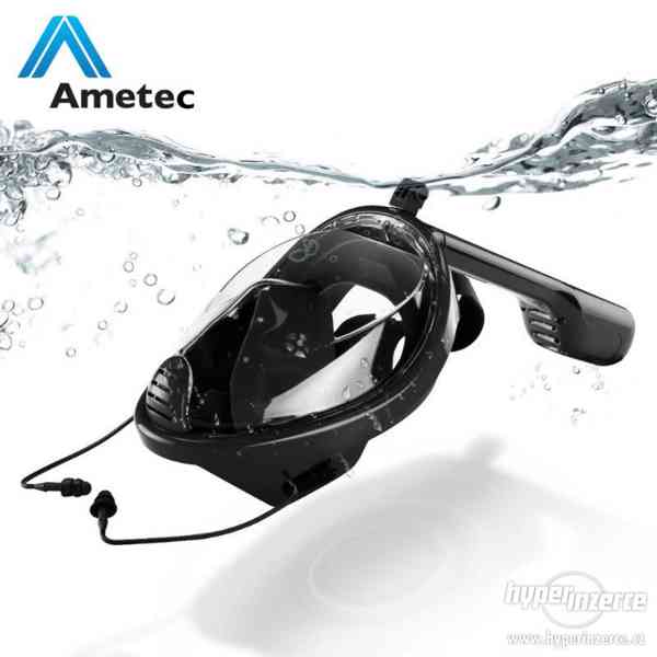 Nová celoobličejová potápěcí maska Ametec - černá - foto 4