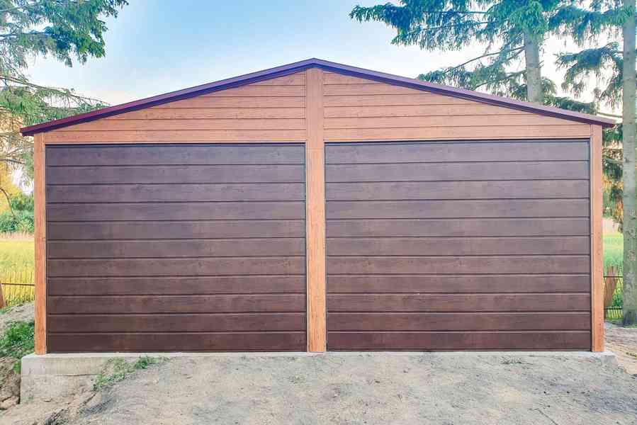 Plechova garáž 6x6m 2x výklopná vrata 2x Okna dveře TS708 - foto 2