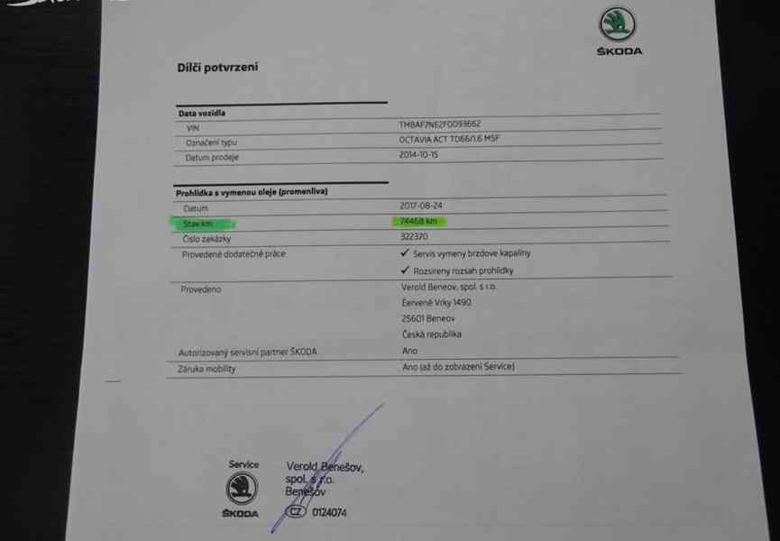 Škoda Octavia 1.6 TDI r.v.2015 (66 kw) serviska ČR - foto 20