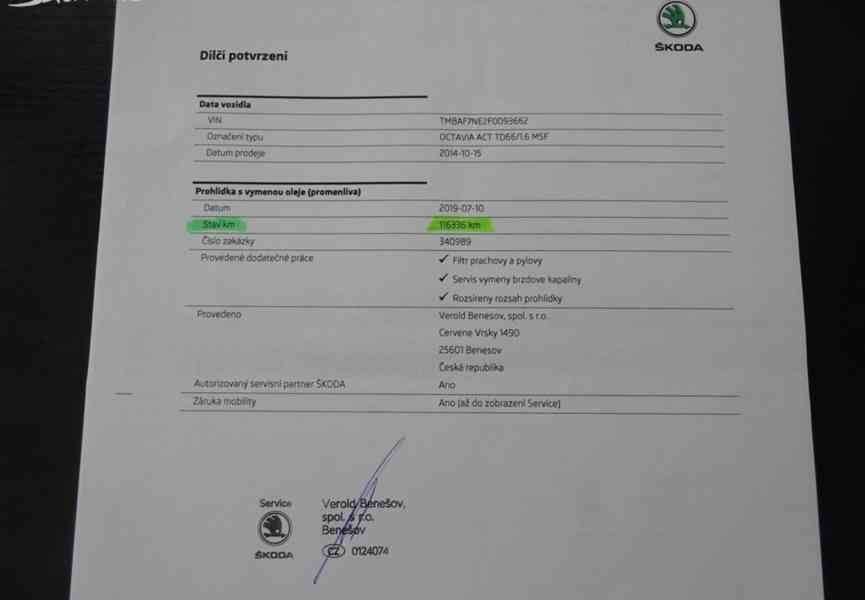 Škoda Octavia 1.6 TDI r.v.2015 (66 kw) serviska ČR - foto 22