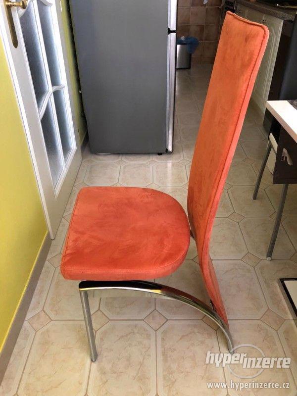 Prodám kvalitní oranžovo-stříbrné jídelní židle - foto 1