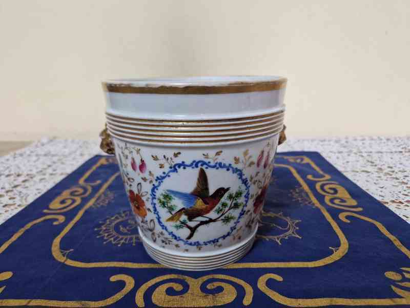 Krásný porcelánový Květináč Květník Ptáček Paříž Francie - foto 1