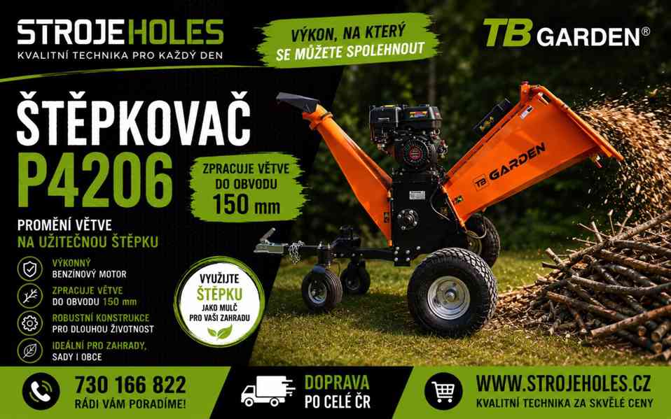 Benzínový štěpkovač TB GARDEN P4206 15 HP - foto 2