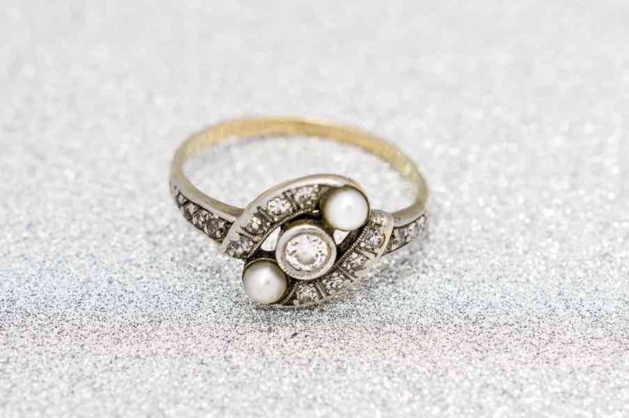 Briliantový prsten s perličkami vel.55 - foto 1