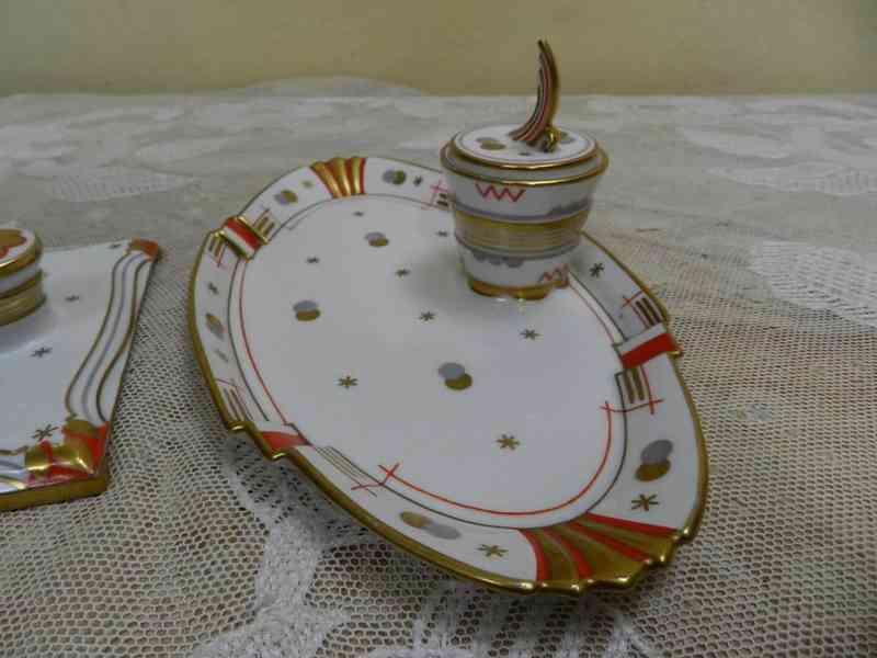 Nevídaný Art Deco porcelánový Kalamář Slavkov 1932 - foto 3