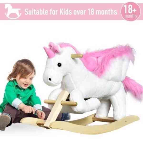 Dětská dřevěná plyšová hračka na houpacím koni s houpacím ko - foto 1