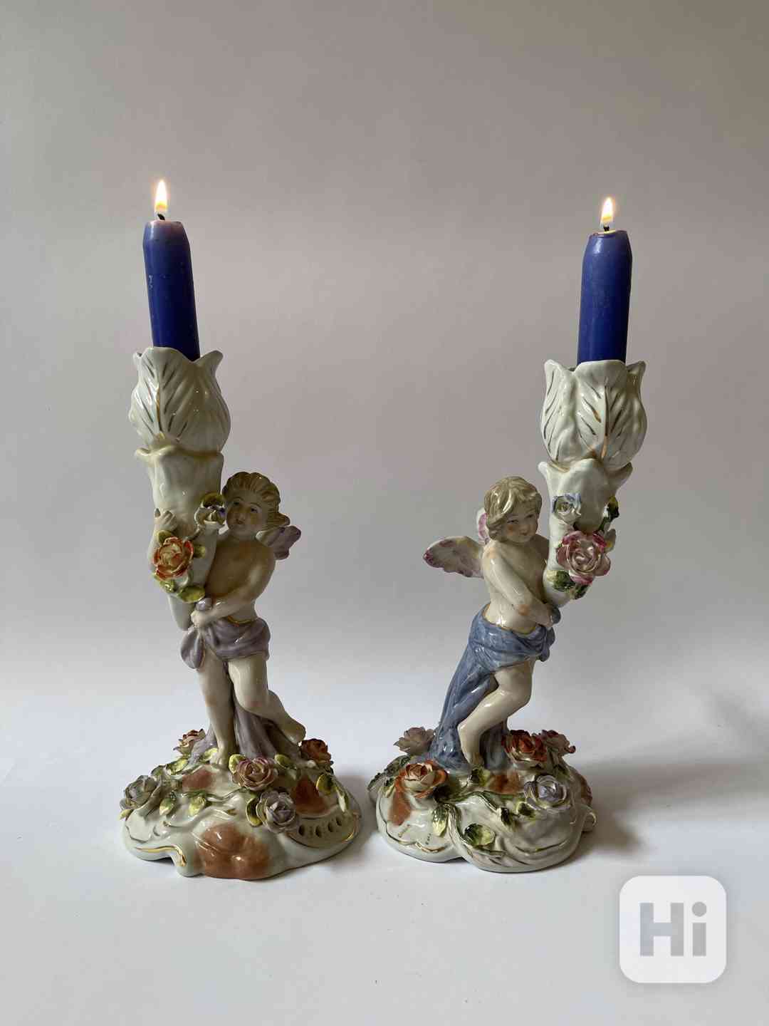 Porcelánové párové svícny - andělé - foto 1