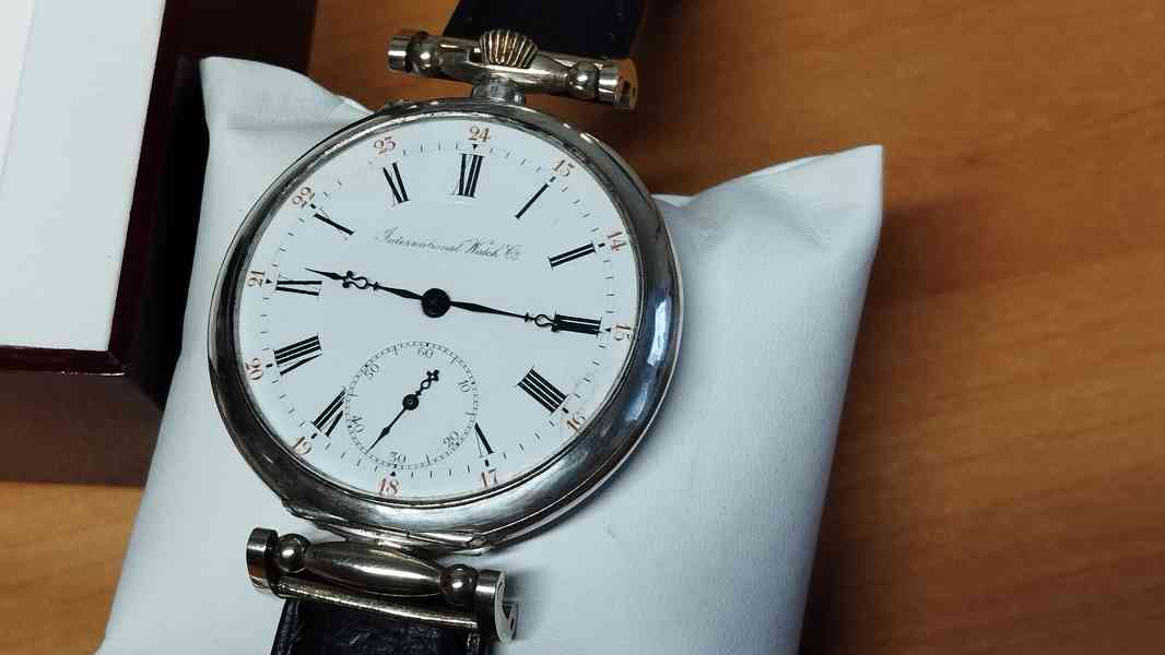 Starožitné stříbrné hodinky IWC Schaffhausen + pásek - foto 22